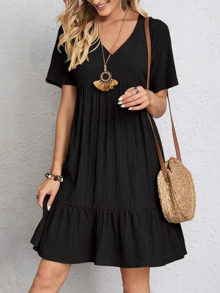 Hadley - Boho Chic Ruffle Hem Mini Dress