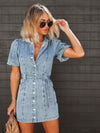 Chloe Belted Button-Up Denim Mini Dress