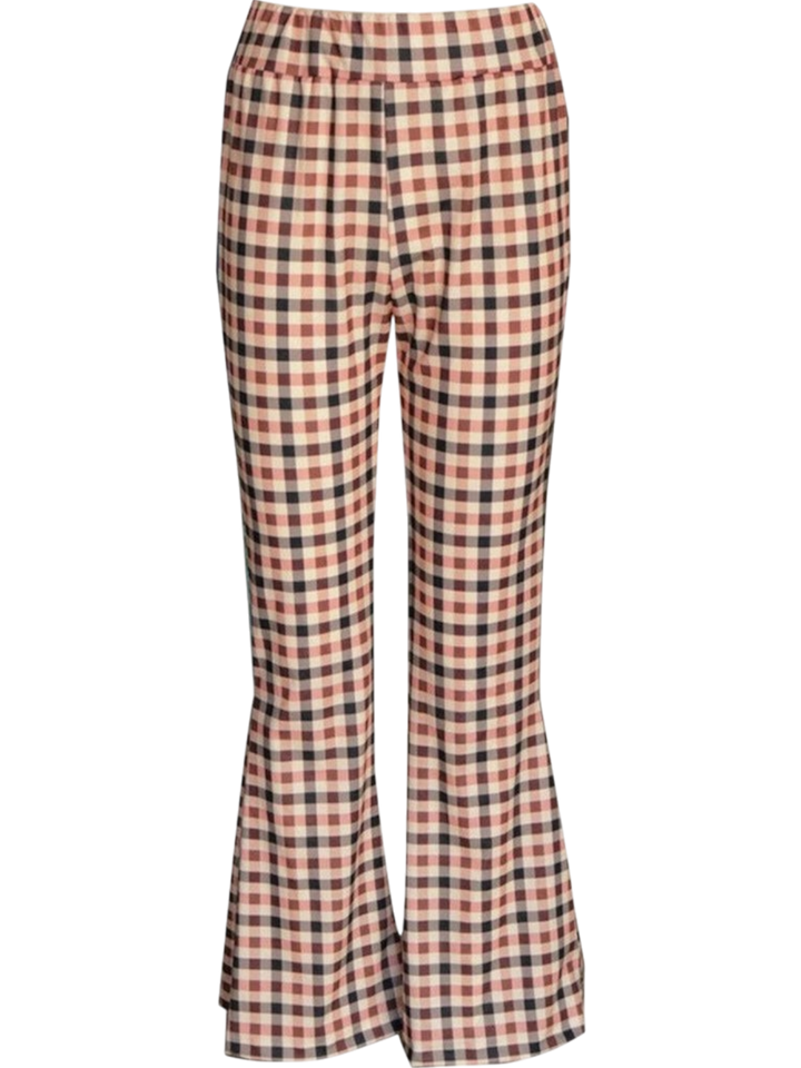 Amelia Plaid High-Waist Flared Pants