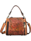 Flora Embossed Genuine Leather Tote Bag
