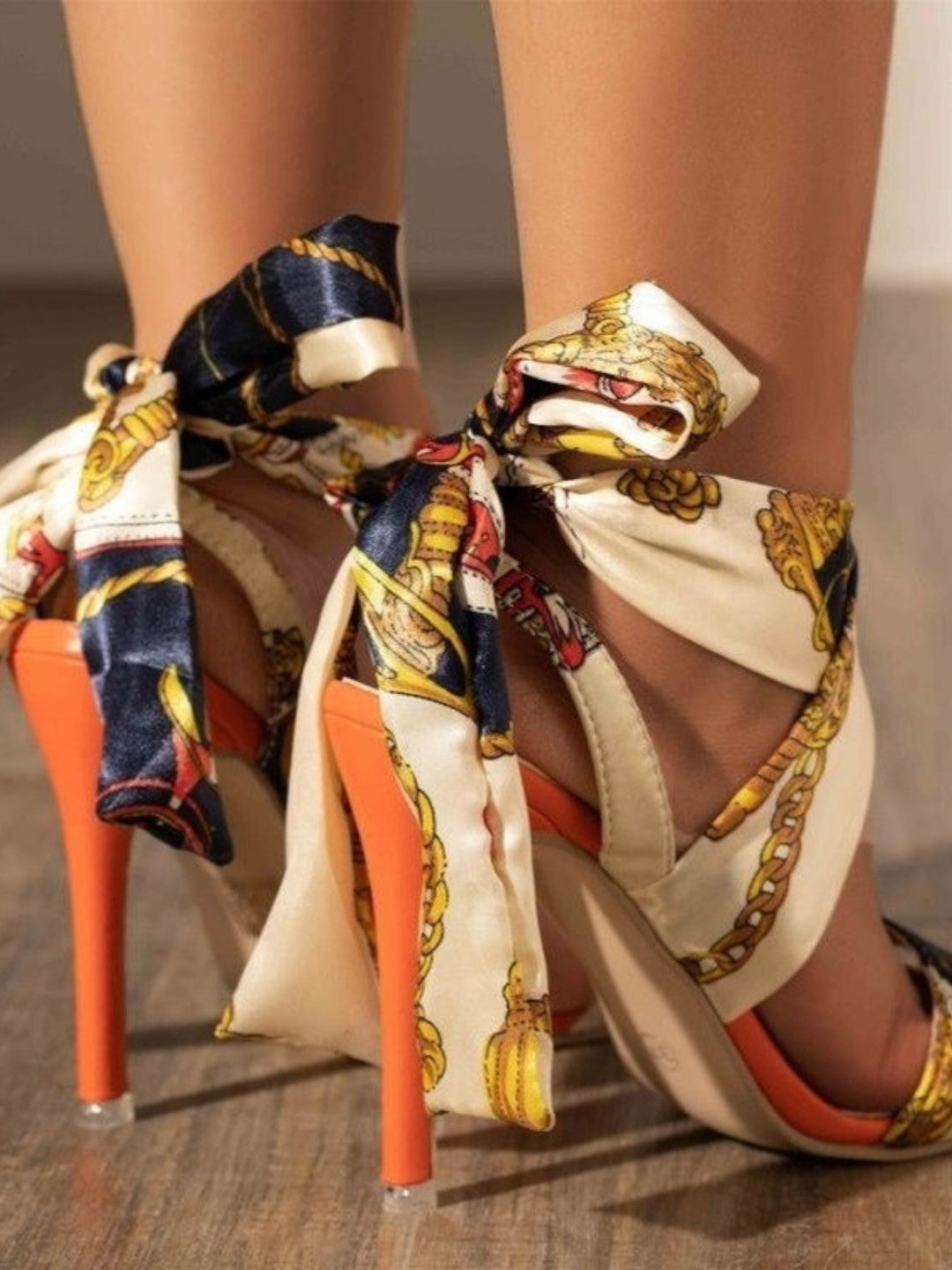 Ember Printed Lace-Up High Heel Sandals