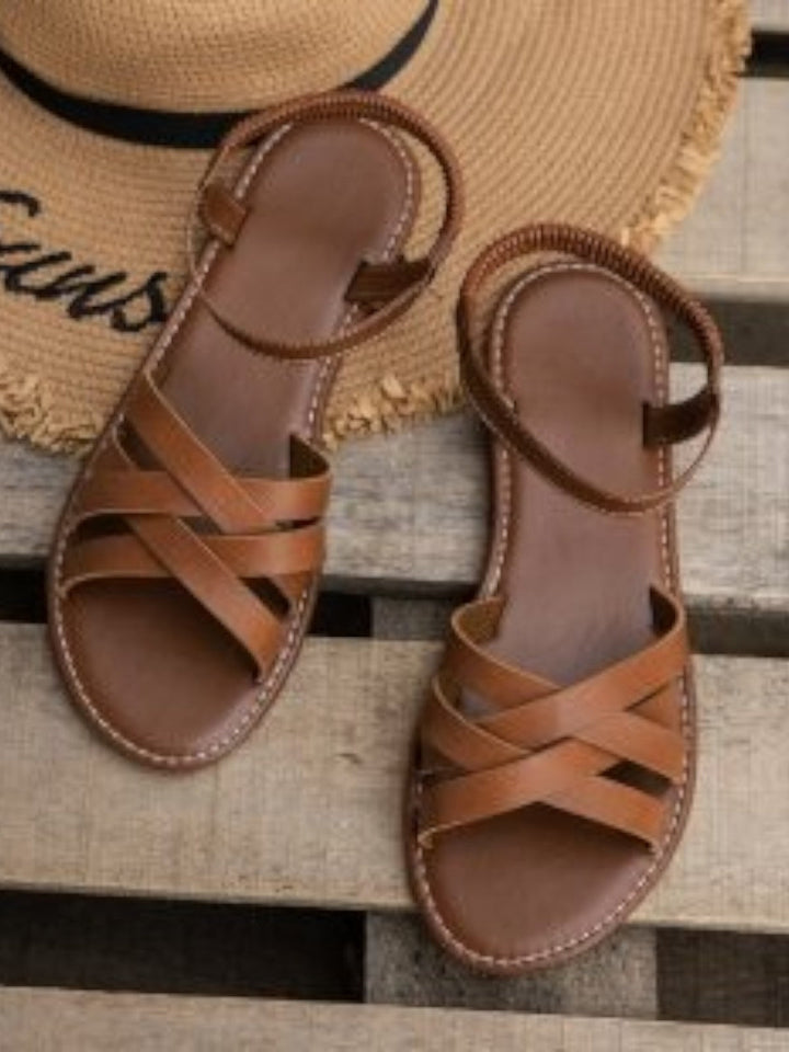 Vivara Roman Elastic Cross-Strap Sandals