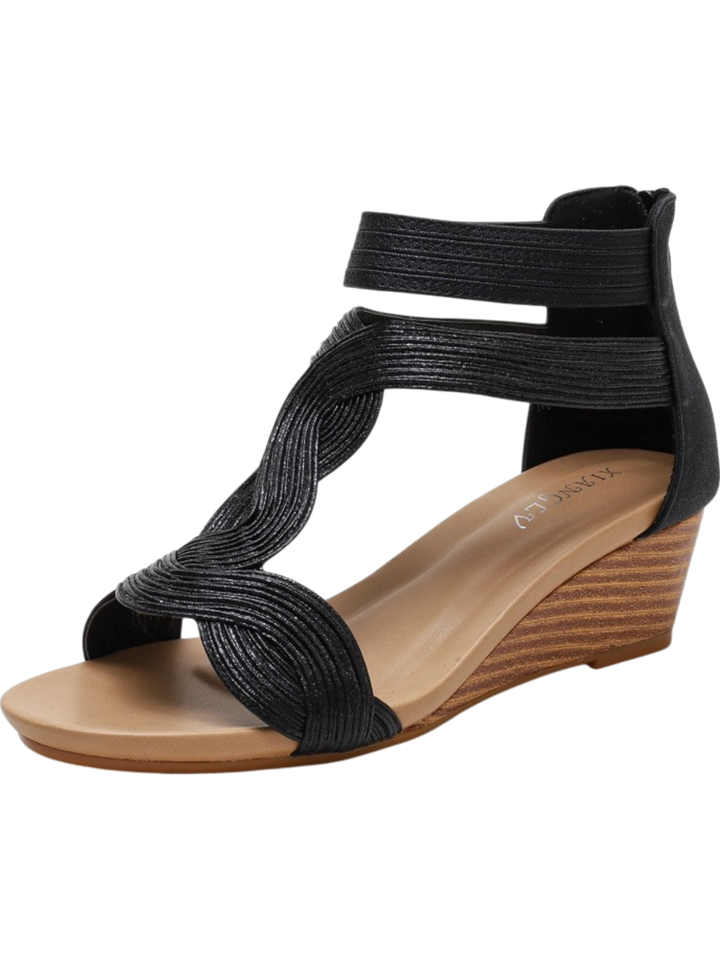 Lira Wedge Back Zipper Sandals