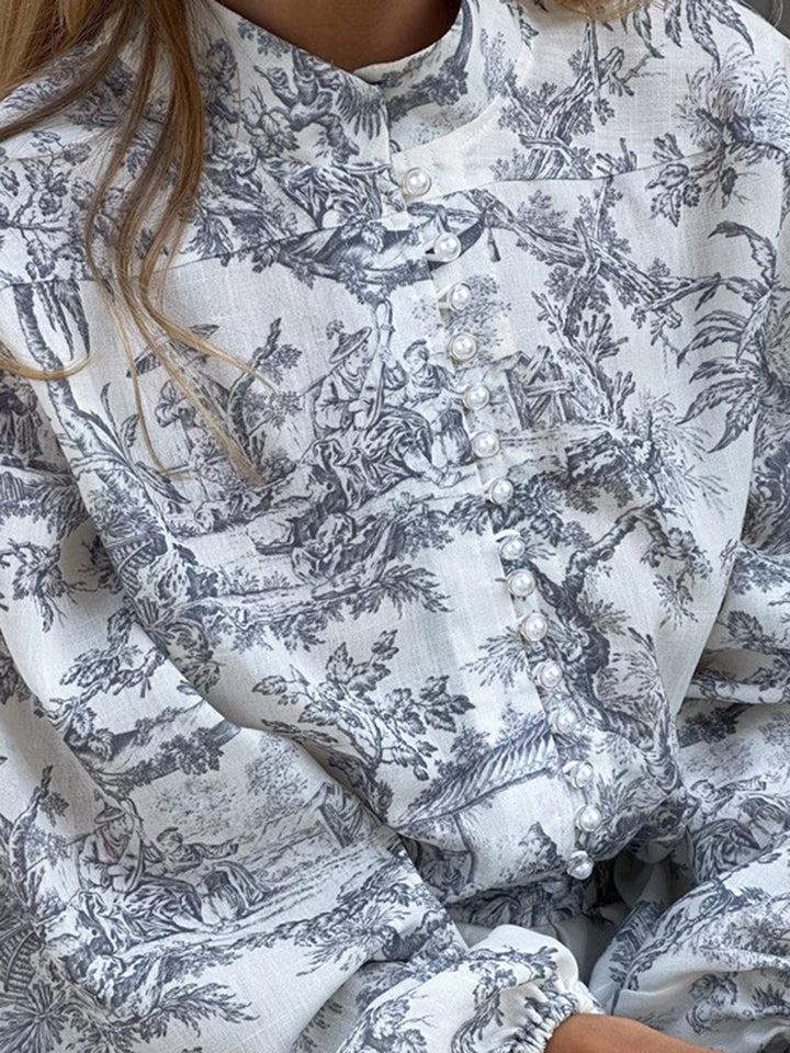 Sophia Ink Print Tie A-Line Dress