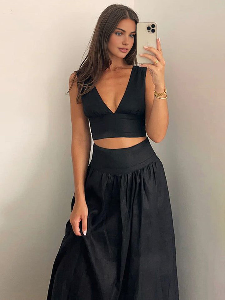 Kaia V-Neck Skirt Set