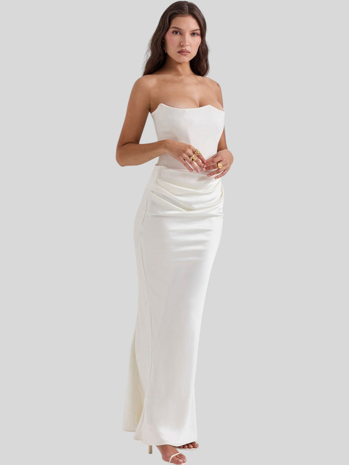 Lara Satin Crepe Strapless Evening Gown