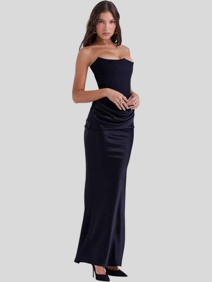 Lara Satin Crepe Strapless Evening Gown