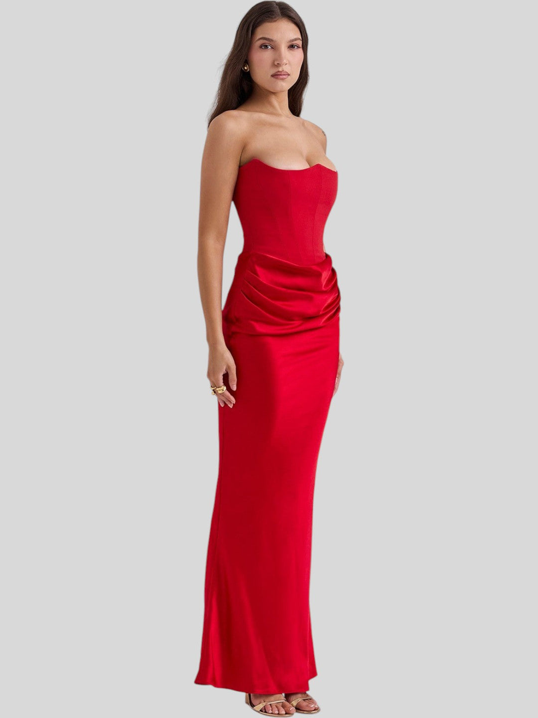 Lara Satin Crepe Strapless Evening Gown