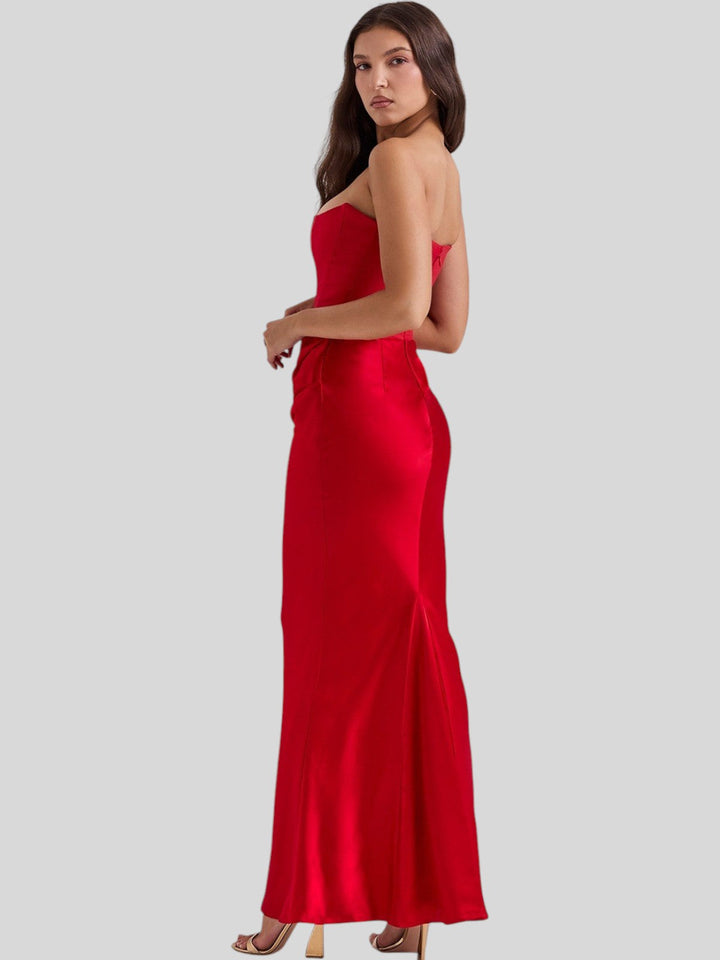 Lara Satin Crepe Strapless Evening Gown