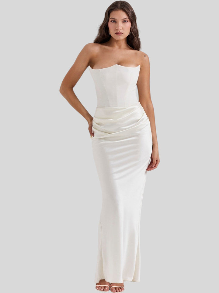Lara Satin Crepe Strapless Evening Gown