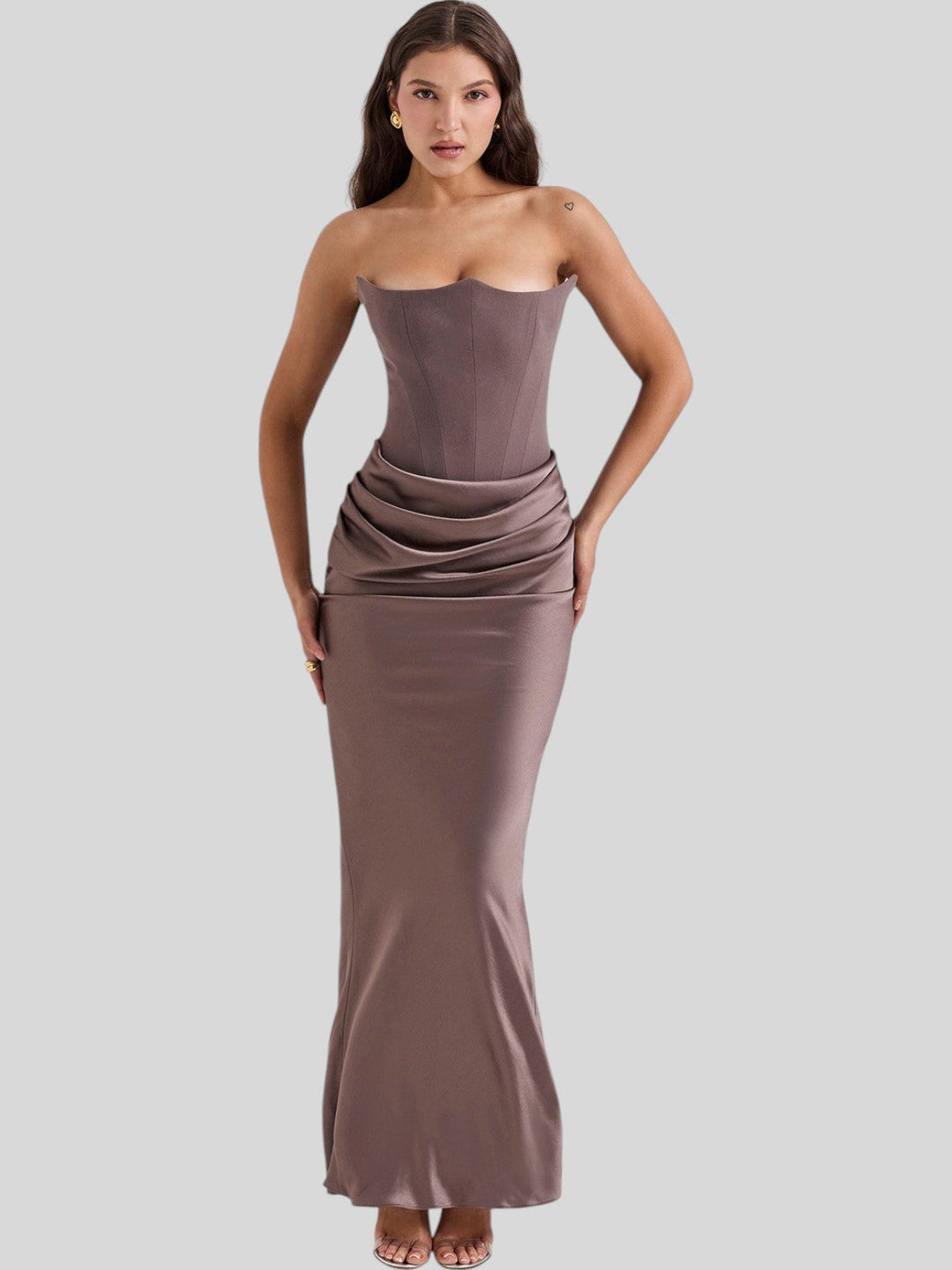 Lara Satin Crepe Strapless Evening Gown