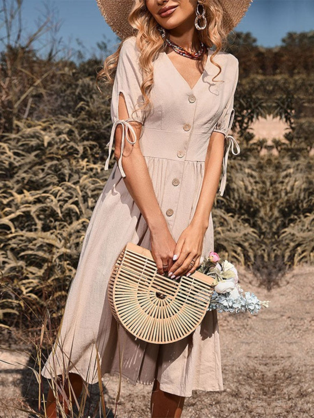 Sophia Button-Down A-Line Midi Dress