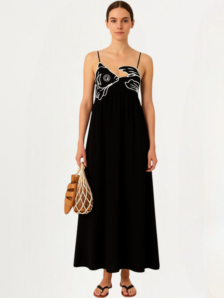 Sophie Fish Embroidered Maxi Dress