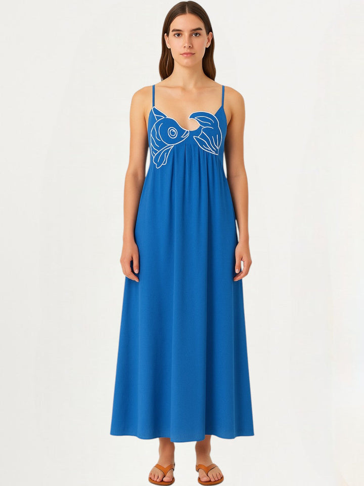 Sophie Fish Embroidered Maxi Dress