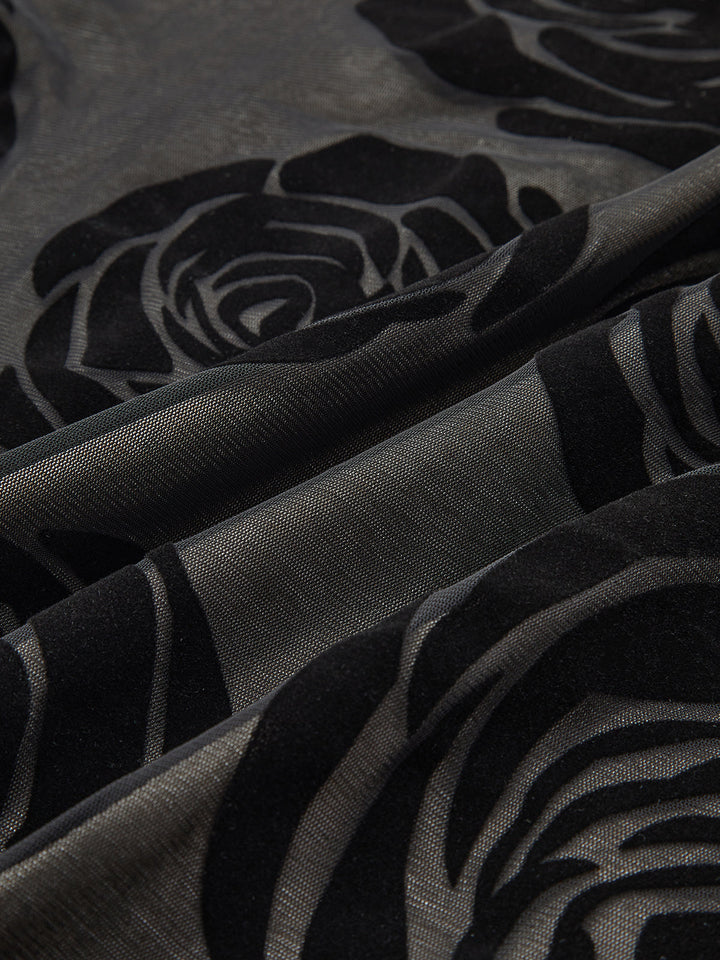 Sophia Black Jacquard Asymmetrical Gown