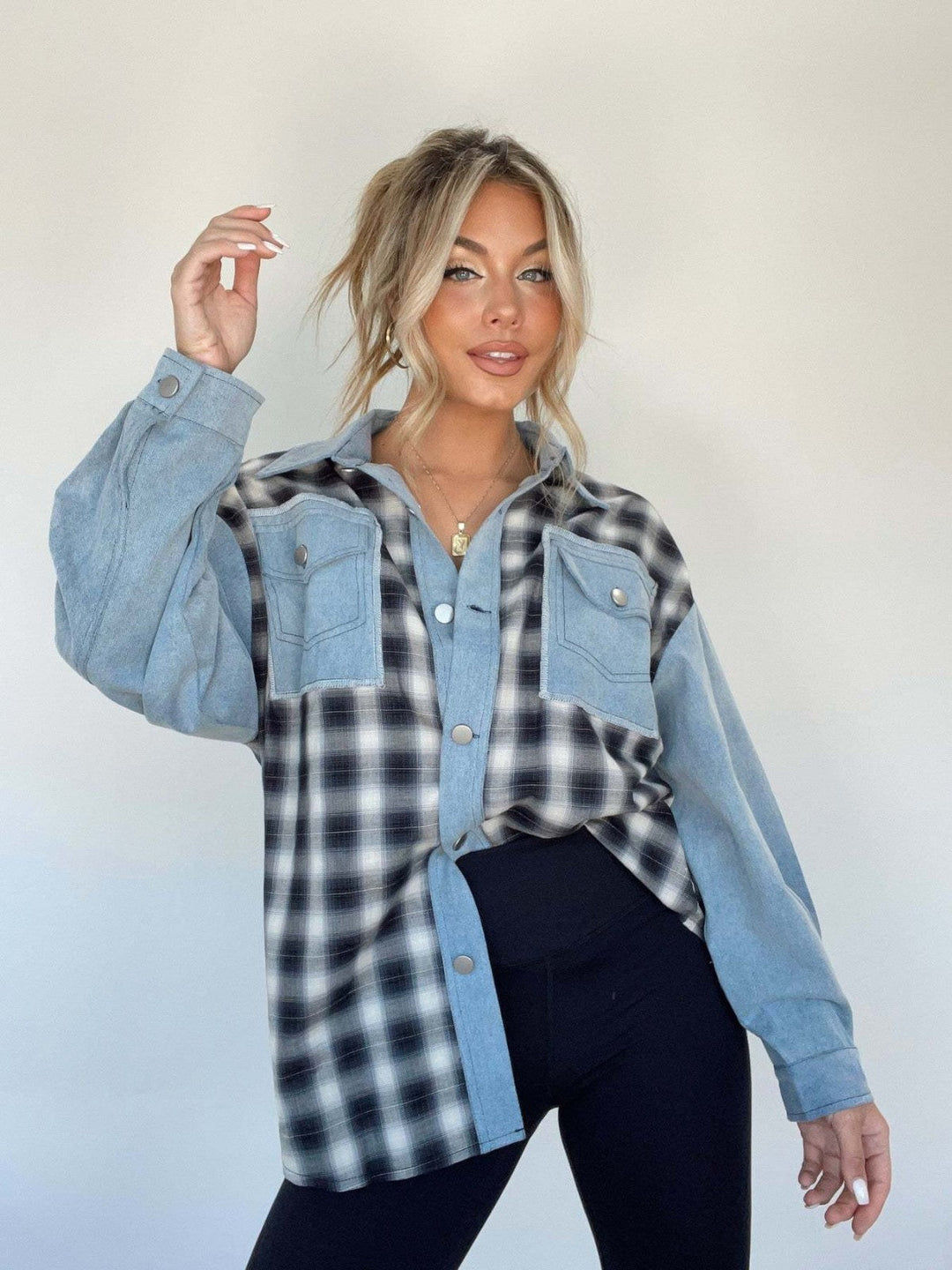 Evie Denim and Plaid Hybrid Shirt