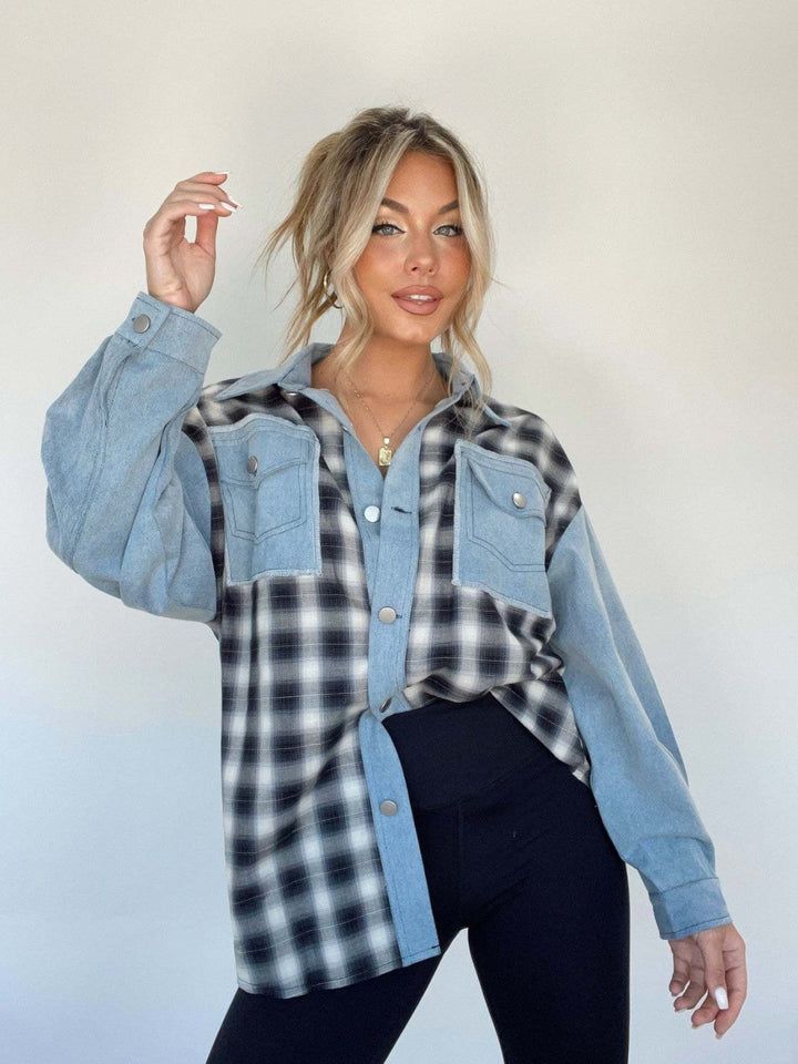 Evie Denim and Plaid Hybrid Shirt