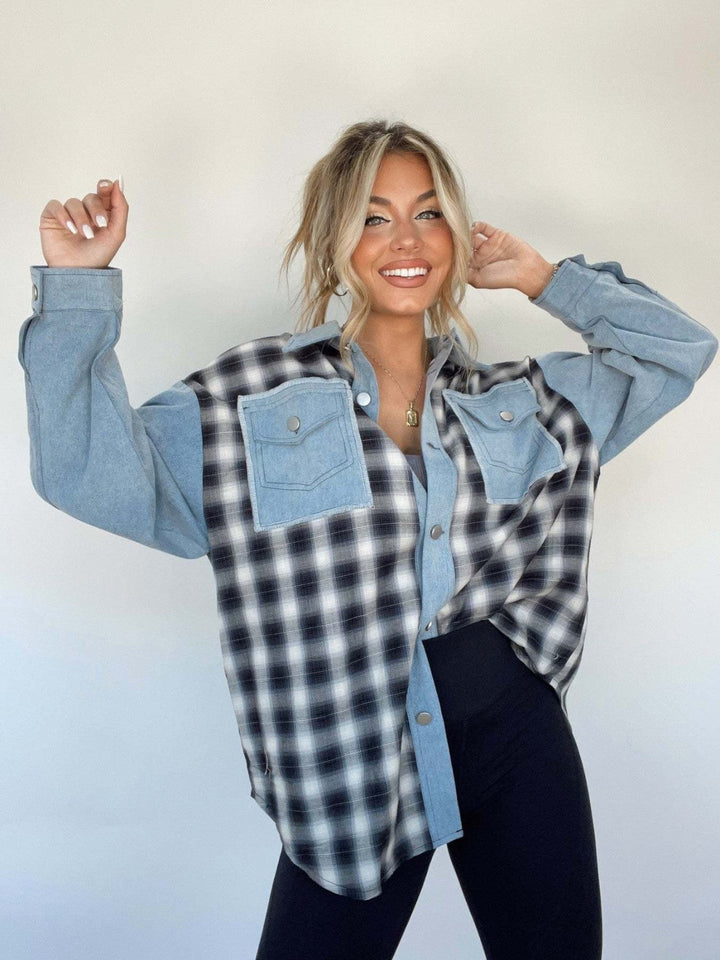 Evie Denim and Plaid Hybrid Shirt