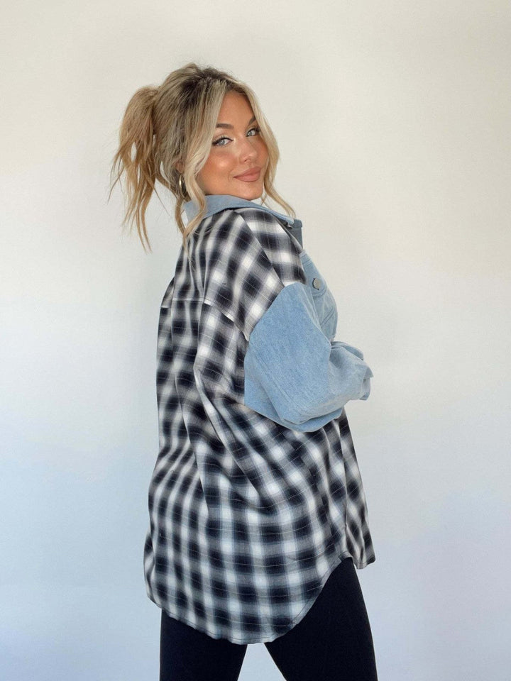 Evie Denim and Plaid Hybrid Shirt