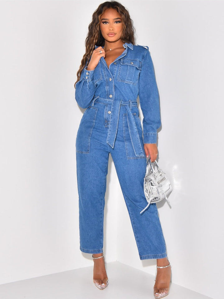 Abigail Denim Belted Jumpsuit
