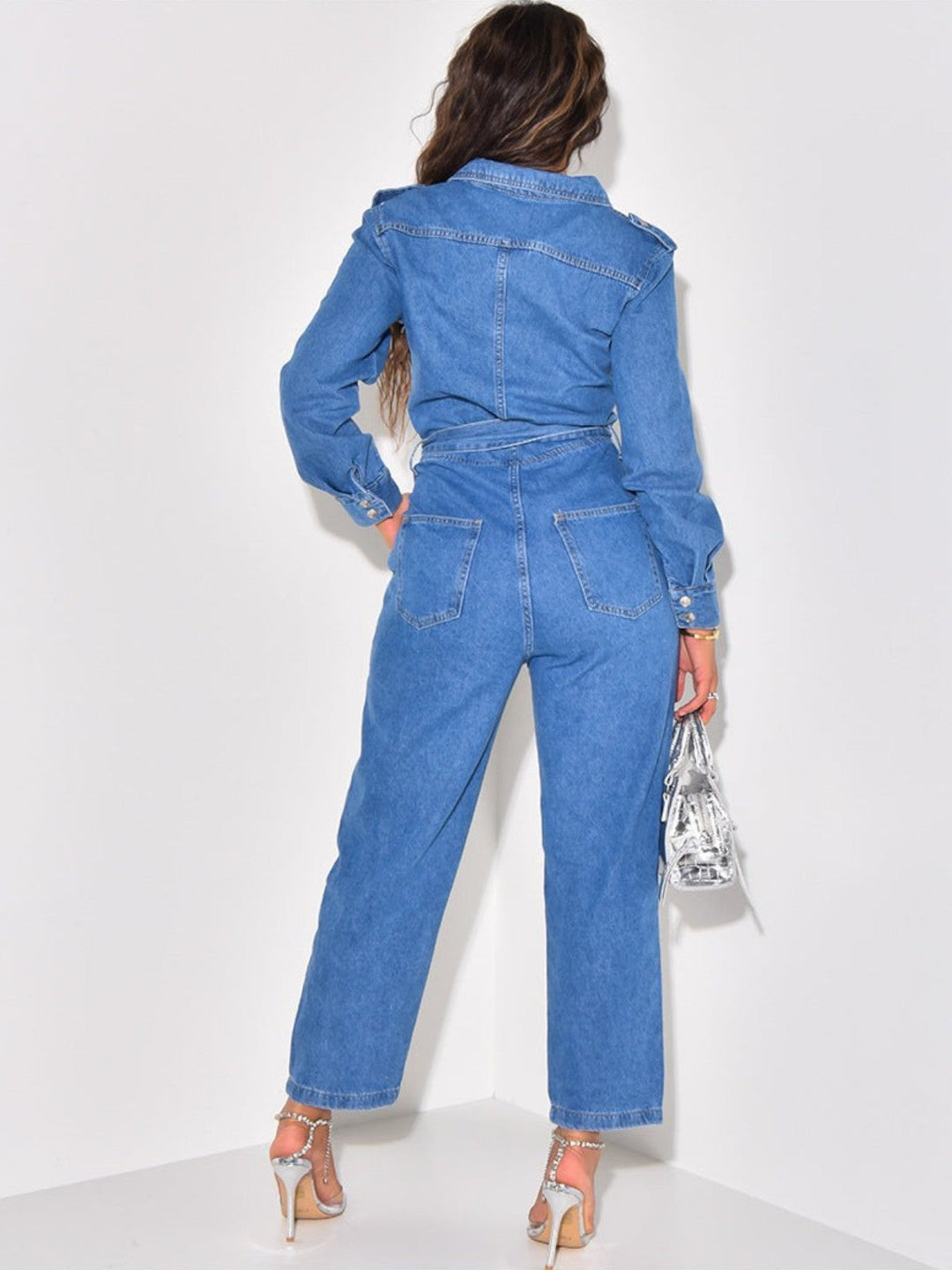 Abigail Denim Belted Jumpsuit