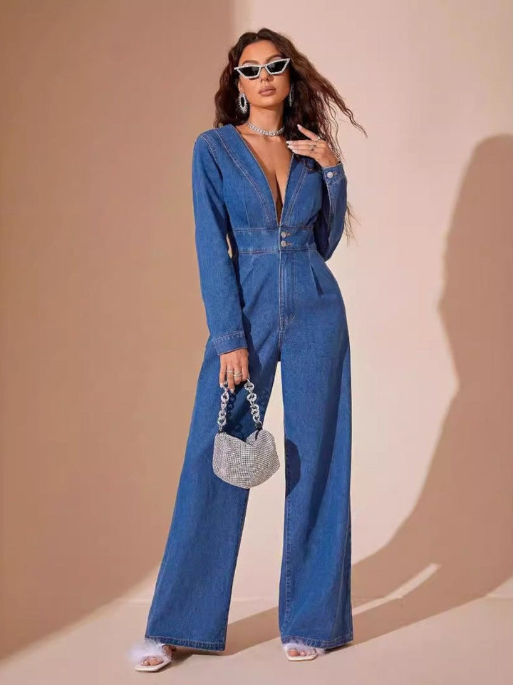 Remi Long Sleeve Denim Jumpsuit