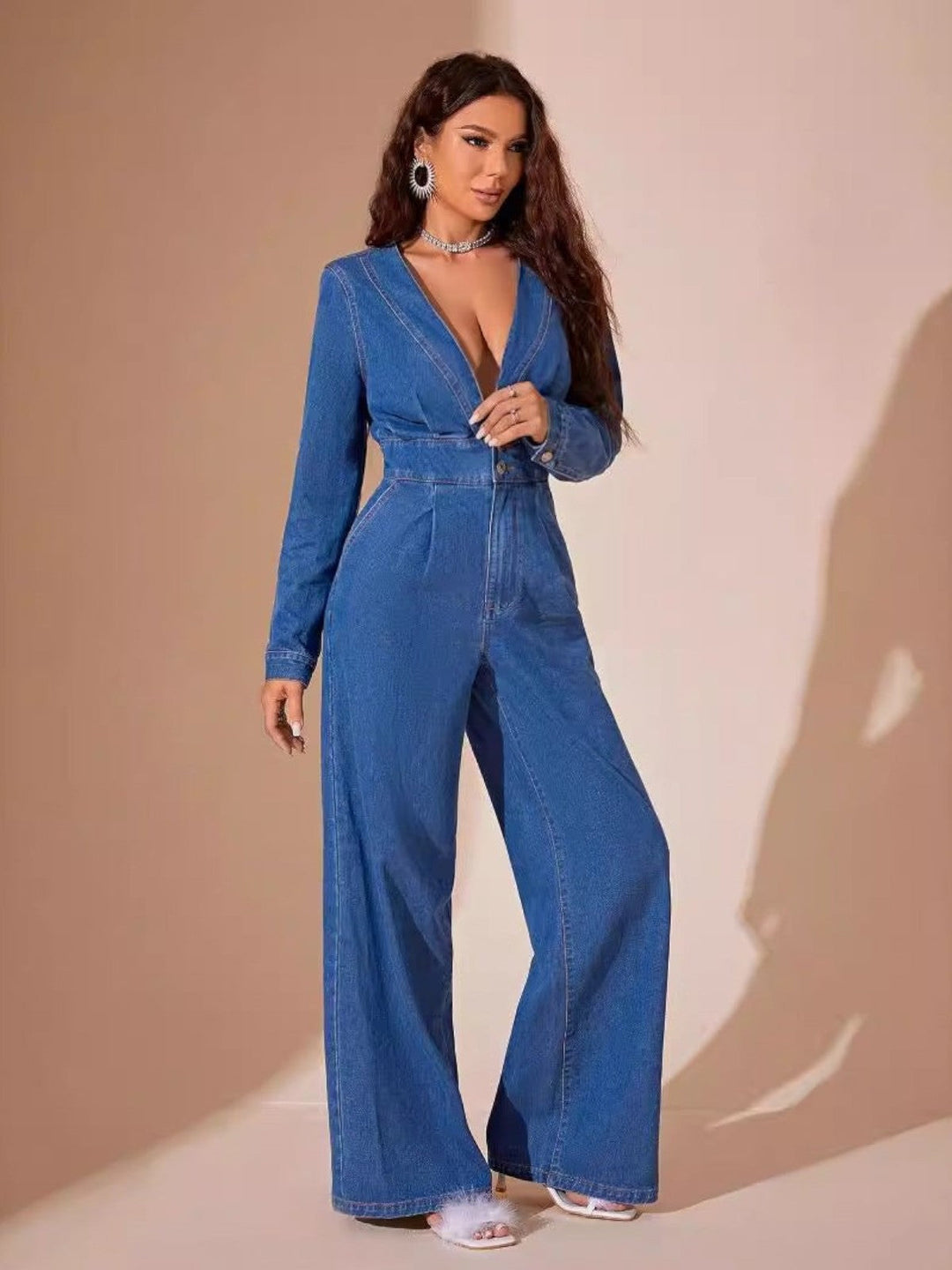 Remi Long Sleeve Denim Jumpsuit