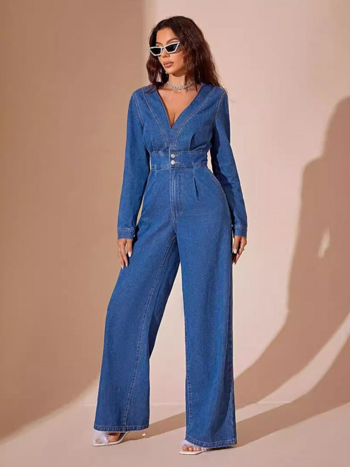 Remi Long Sleeve Denim Jumpsuit