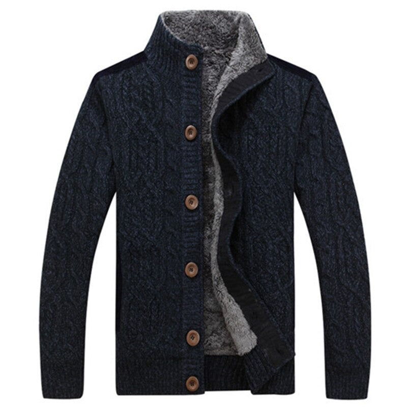 LIAM – Cable Knit Fleece-Lined Cardigan for Men