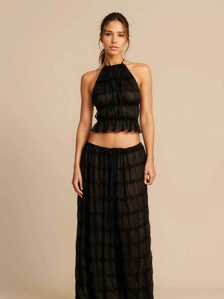 Giselle - Ruffle Set Elegant Two-Piece Ensemble