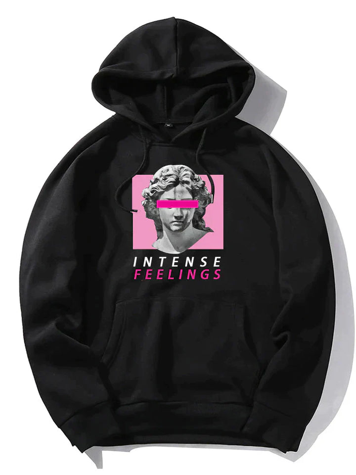 INT - Sculpture Letter Print Hoodies