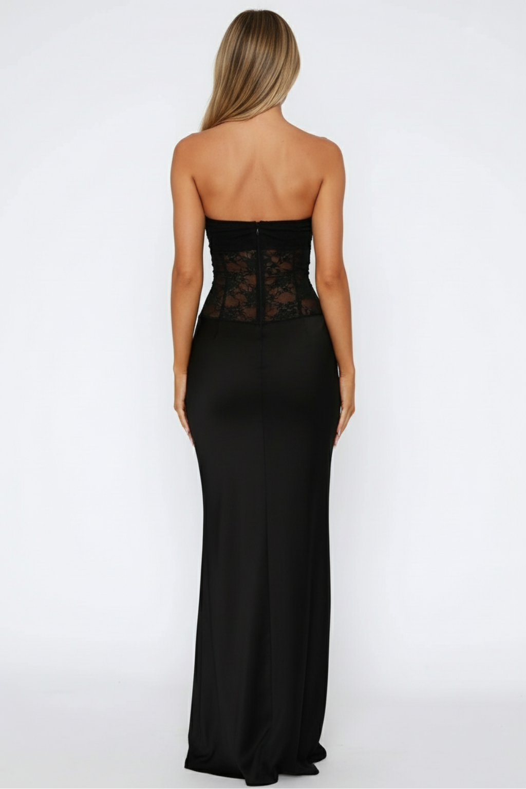 Kathy - Women's Strapless Lace Patchwork Mermaid Maxi Dress