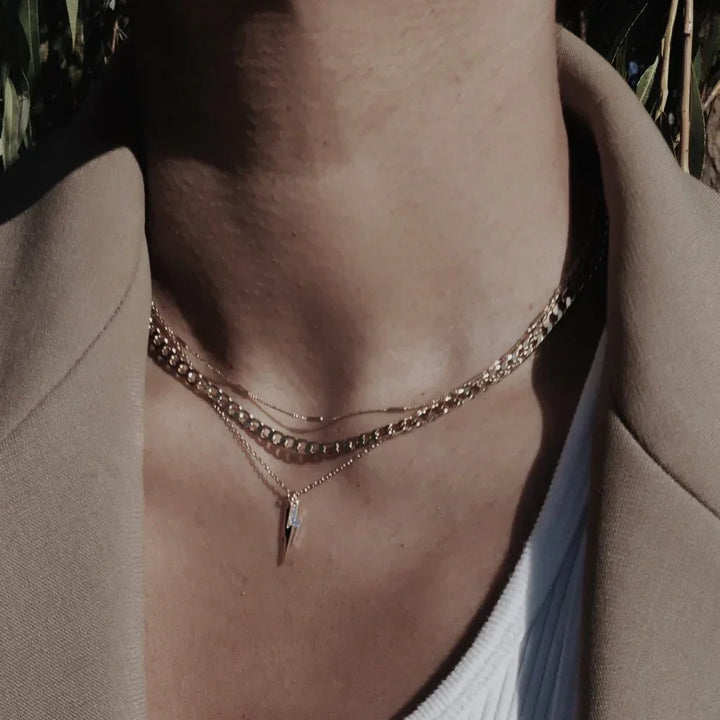 Flat Link Curb Chain Necklace | Gold 16k