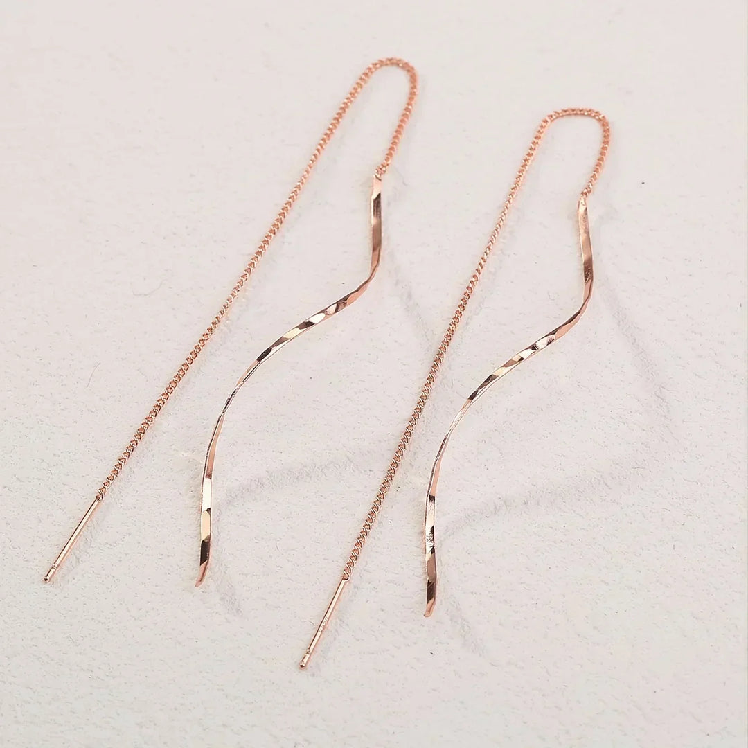 Long Earrings with Wave Design