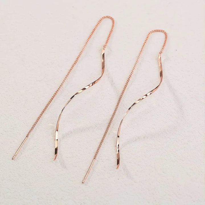 Long Earrings with Wave Design