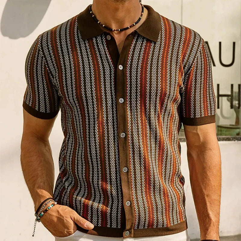 MANCINI – Men’s Jacquard Knit Polo Shirt