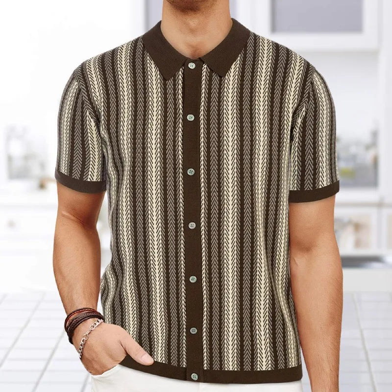 MANCINI – Men’s Jacquard Knit Polo Shirt