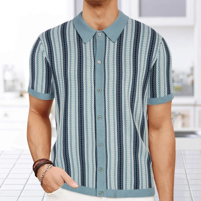 MANCINI – Men’s Jacquard Knit Polo Shirt