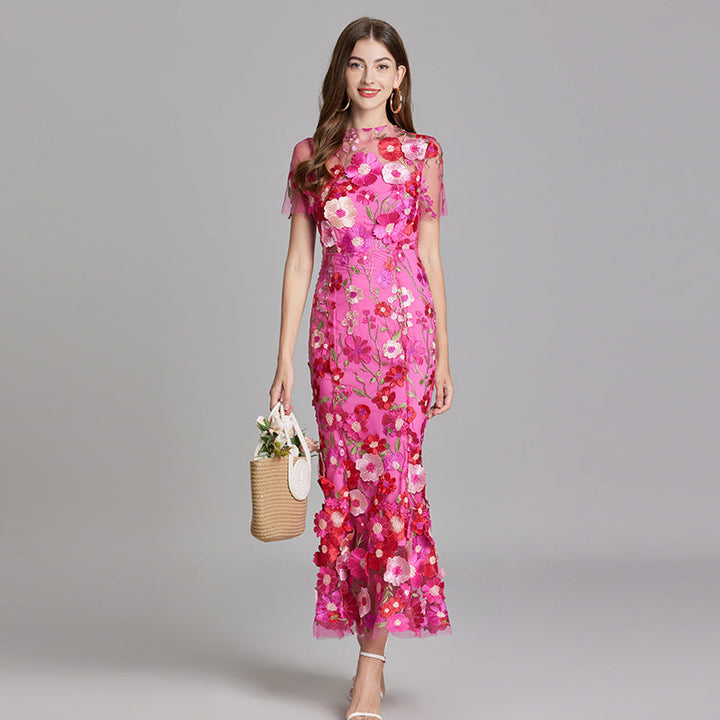 Lisa - Sheer Embroidered Maxi Dress