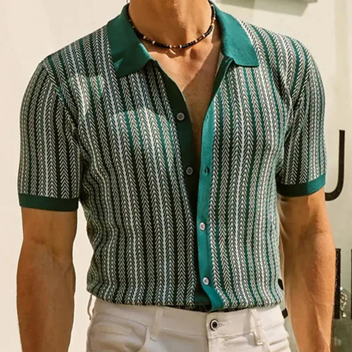 MANCINI – Men’s Jacquard Knit Polo Shirt