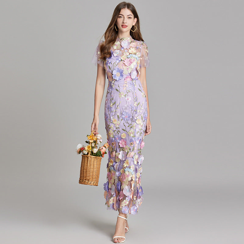 Lisa - Sheer Embroidered Maxi Dress