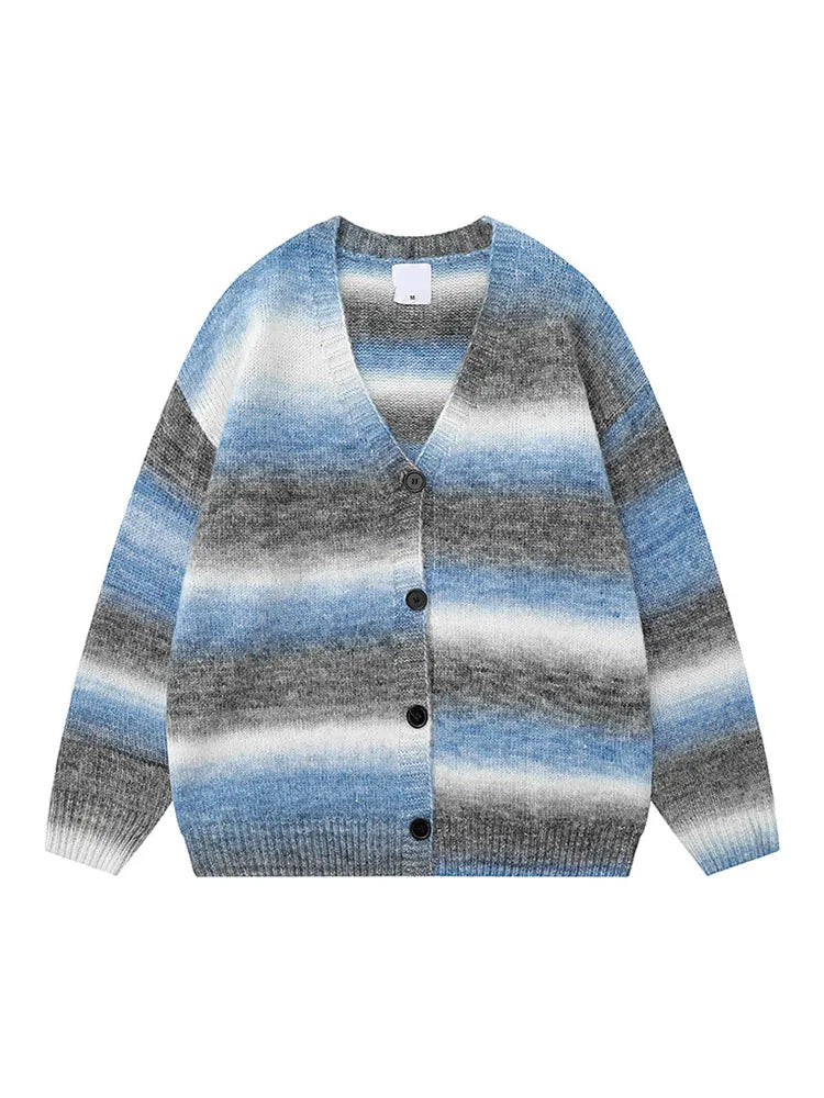 BLAIR – Unisex V-Neck Knitted Cardigan with Striped Design