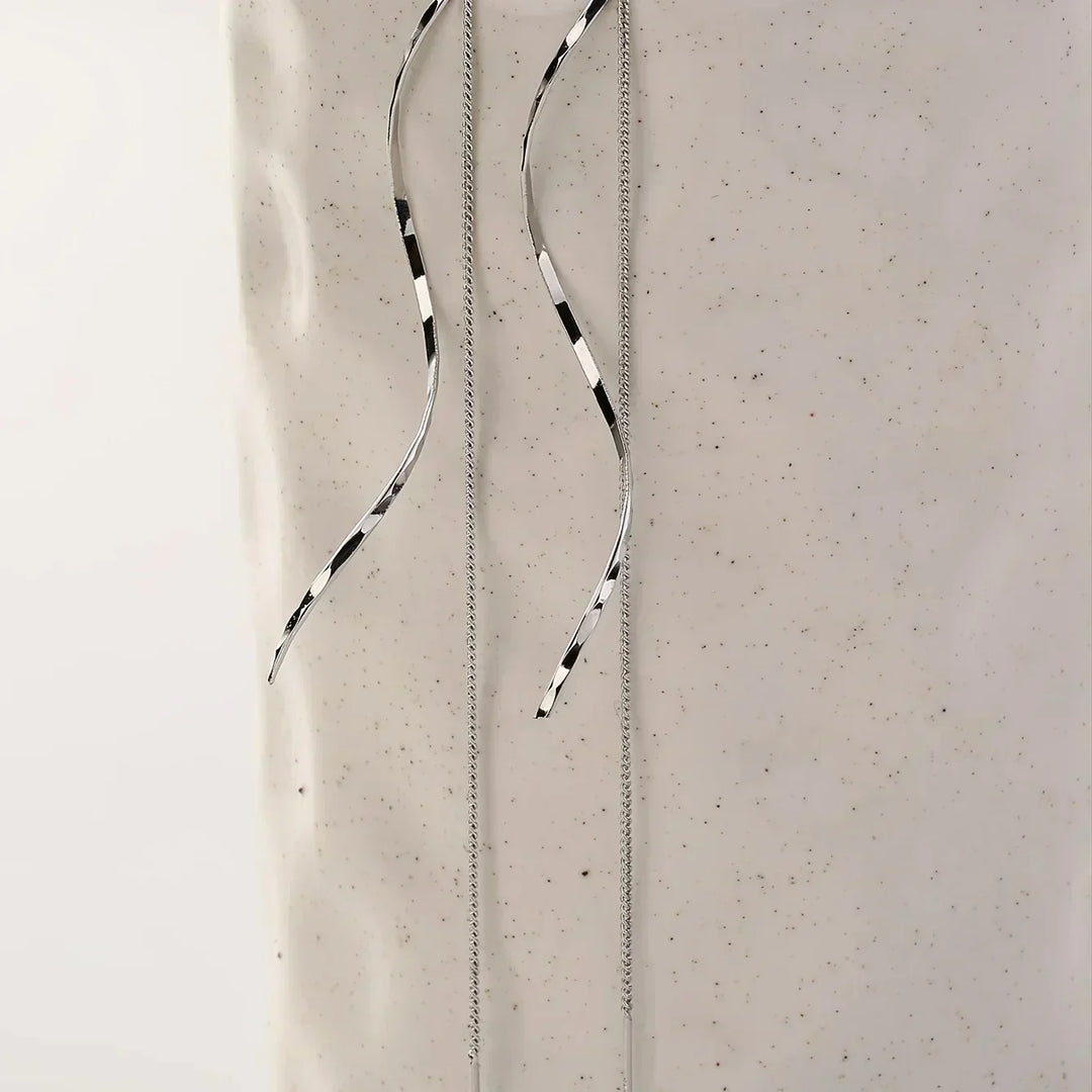 Long Earrings with Wave Design