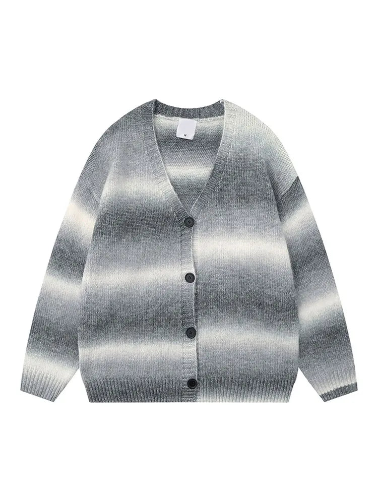 BLAIR – Unisex V-Neck Knitted Cardigan with Striped Design