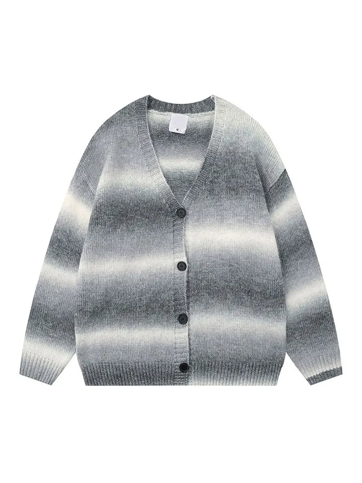BLAIR – Unisex V-Neck Knitted Cardigan with Striped Design