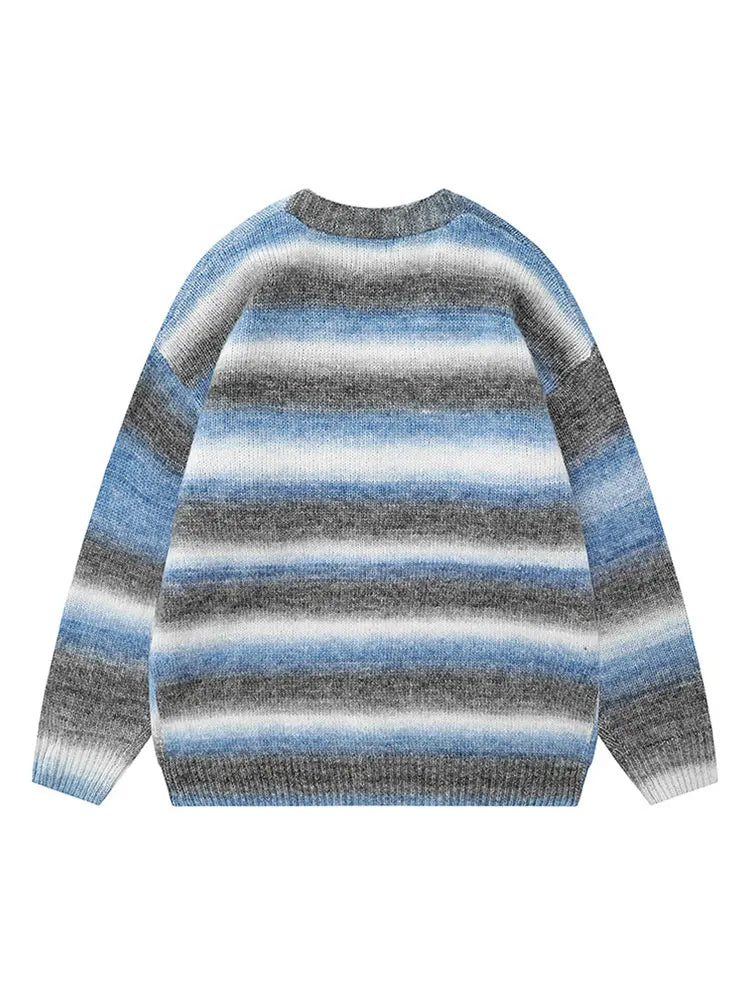 BLAIR – Unisex V-Neck Knitted Cardigan with Striped Design