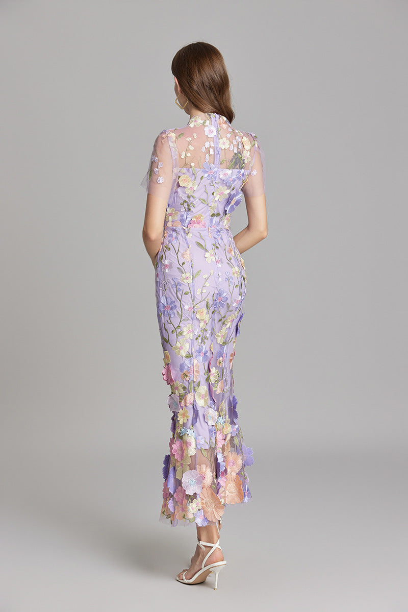 Lisa - Sheer Embroidered Maxi Dress