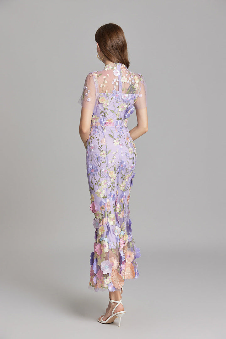 Lisa - Sheer Embroidered Maxi Dress