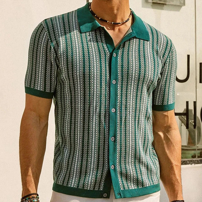 MANCINI – Men’s Jacquard Knit Polo Shirt