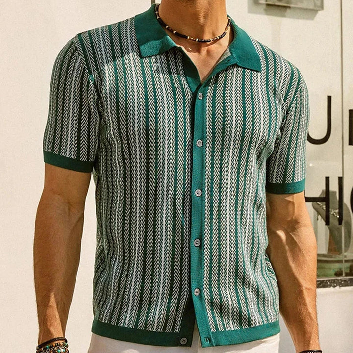 MANCINI – Men’s Jacquard Knit Polo Shirt